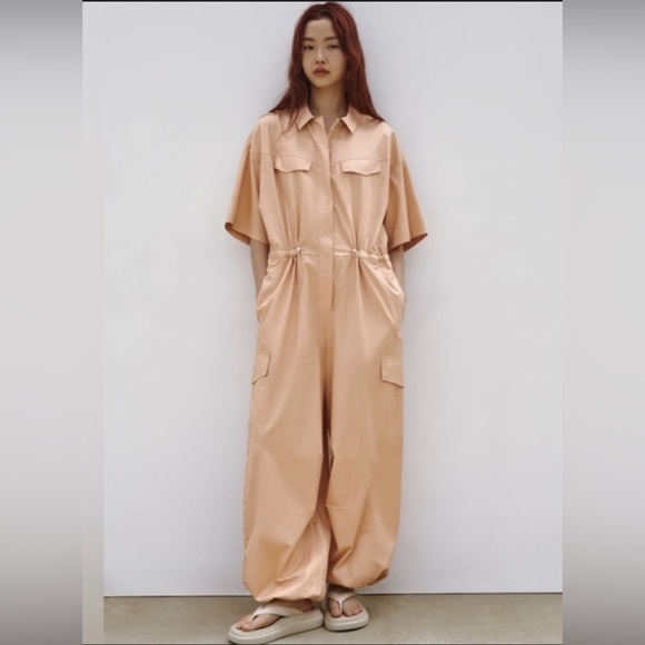 Zara Pants - ZARA NWT Shirt-Style Cargo Full Length Oversized Jumpsuit Cotton XS